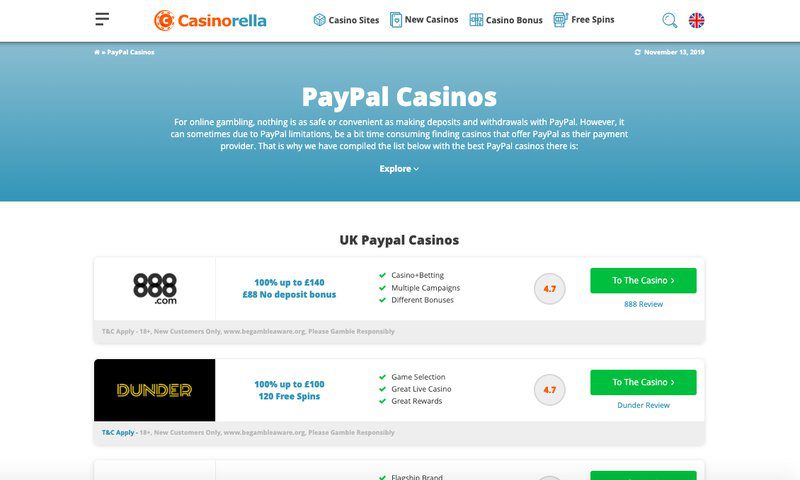 Best paypal casino canada in Canada